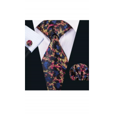 3delige set stropdas manchetknopen pochet zwart geel roze blauw Fantasy